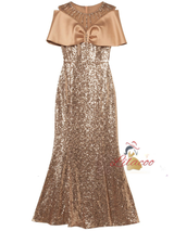 Gold Sequins Beading Crystal Mother Of The Bride Dress