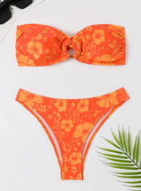 Retro Sexy Tube Top Printed Bikini