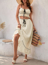 Leisure Seaside Holiday Bow Skirt Two-piece Suit