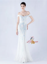 Mermaid Sequins Off the Shoulder Beading Prom Dress