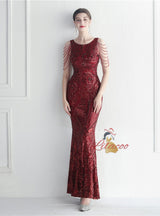 Mermaid Sequins Sleeveless Beading Prom Dress