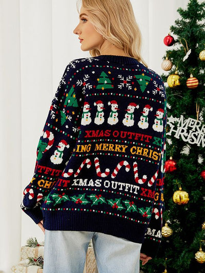 Loose Christmas Tree Crewneck Sequined Sweater