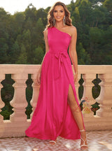 One Shoulder Split Party Long Dress