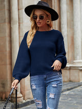 Loose Solid Color Round Neck Sweater