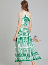 Asymmetric Top+Elastic Waist Skirt Two-piece Suit