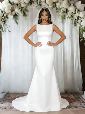 White Mermaid Satin Wedding Dress