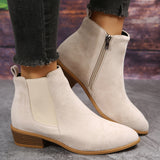 Pointed Suede Elastic Band Thick Heel Casual Shoes