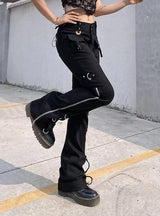 Low Waist Flared Pants Zipper Slim Jeans