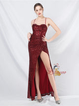 Mermaid Sequins Spaghetti Straps Prom Dress