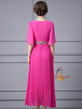 Fuchsia Chiffon Sequins Mother Of The Bride Dress