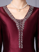 Champagne Satin Beading Mother Of The Bride Dress