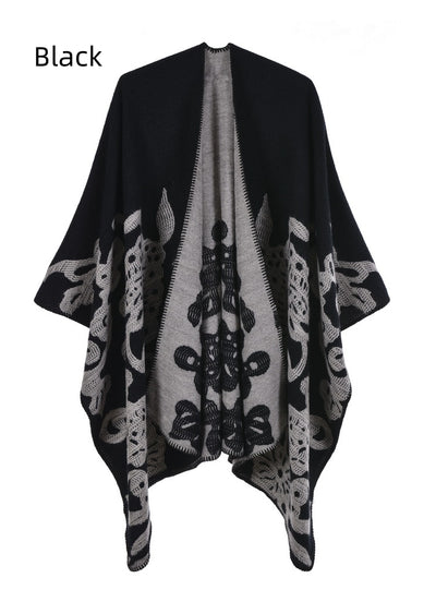 Cashmere-like Split Padded Shawl Cloak