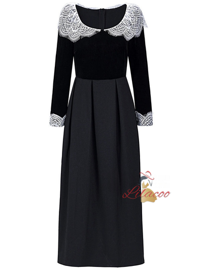 Black Satin Velvet Mother Of The Bride Dress