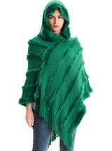 Solid Color Hooded Hooded Cape Shawl