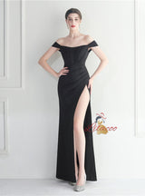 Mermaid Off the Shoulder Pleats Prom Dress