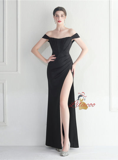 Mermaid Off the Shoulder Pleats Prom Dress