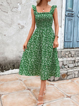 Green Floral Temperament Bohemian Dress