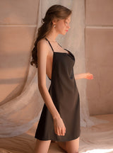 Lace Backless Satin Suspender Pajamas