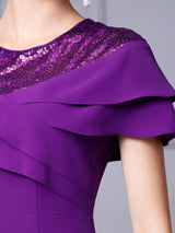 Purple Sequins Mother Of The Bride Dress