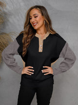 V-neck Pullover Color Matching Long Sleeve Sweater