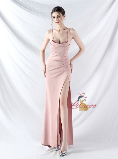 Mermaid Spaghetti Straps Split Prom Dress