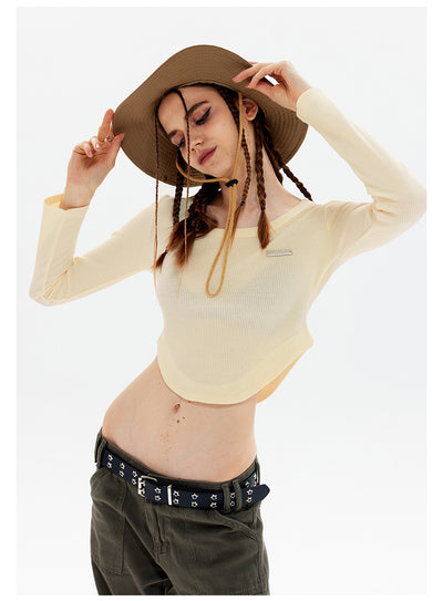 Short Long Sleeve Slim Top T-shirt