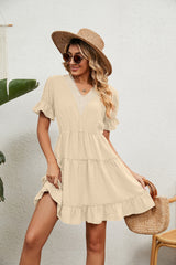 Summer Jacquard V-neck Loose Dress