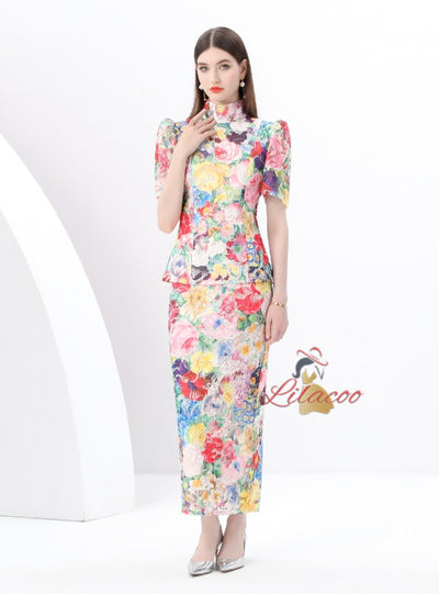 Two-piece Lace Short-sleeved Shirt Two Piece