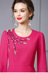 Fuchsia Beading Crystal Mother Of The Bride Dress