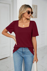 Solid Color Short Sleeve Loose T-shirt