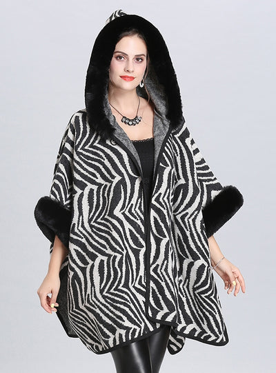 Loose Knit Cardigan Women's Cloak Shawl