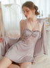 Ice Silk and Chest Pad Gather Sling Nightdress