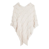 V-neck Solid Color Knitted Plush Shawl