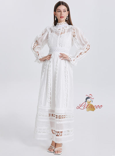Palace High Neck Lantern Sleeve Dress