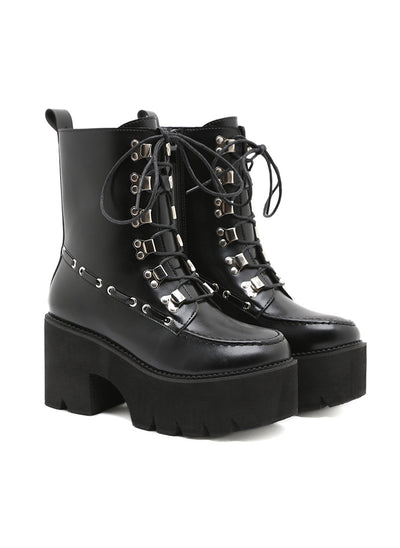 Thick-soled Metal Bottom Lace-up Martin Boots