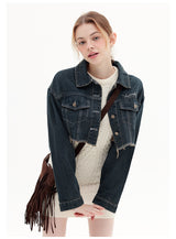 Short Raw Lapels Denim Jacket