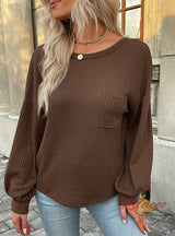 Sexy Long-sleeved Backless Round Neck Shirt