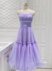 White Tulle Spaghetti Straps Pleat Prom Dress