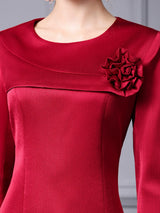 Red 3/4 Sleeve Mother Of The Bride Dress