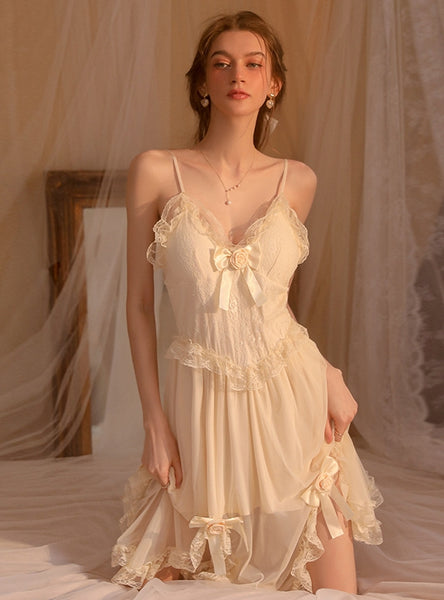 Sexy Mesh Perspective Suspender Nightdress