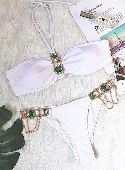 Luxury Crystal Diamond Chain Swimsuit