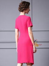 Fuchsia Short Sleeve Mother Of The Bride Dress