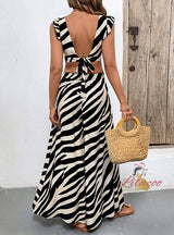 Sleeveless Shirt Wide-leg Pants Zebra Suit
