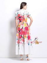 Retro Sleeveless Silm Waist Printed Dress