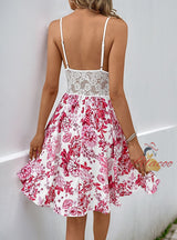 Slim-fit Floral Print Stitching Dress