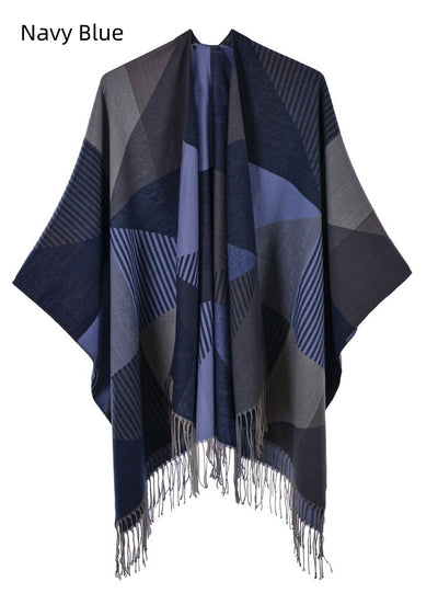 Fringed Split Warm Cashmere Cloak
