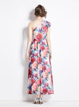 Split Long Chiffon Printed Dress