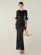 Short Sleeve Mermaid Sequins Prom Dress