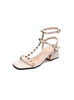 Square-headed Rivet Thick Heel Sandals