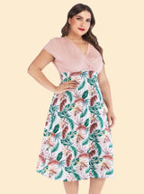 Short Sleeve V-neck Chiffon Printed Dress